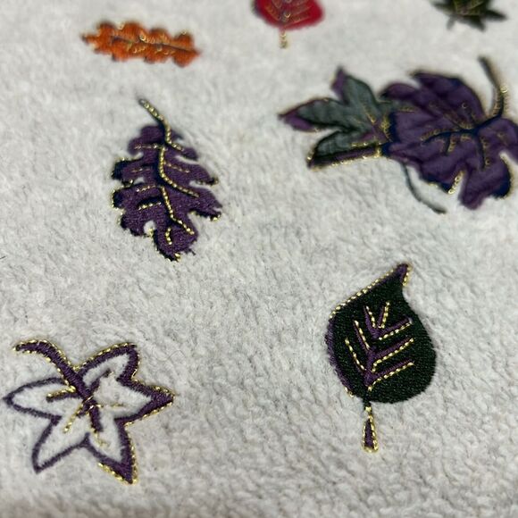 NorthCrest Fall Leaves Fleece Mock Neck Pullover Size Medium - Picture 11 of 15